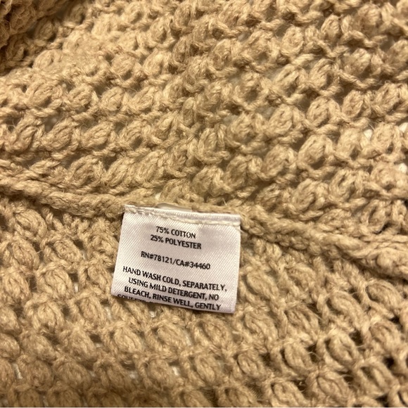 Eileen Fisher Cream Chunky Knit Open Front Long Sleeve Cardigan Sz L - Picture 8 of 11